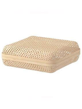 Ikea SMARRA Box with Lid in natural woven rattan